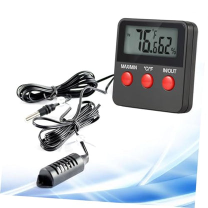 Generic Digital Thermometer Hygrometer for Reptiles and Incubation Battery Temperature and Humidity Compact Design for Use
