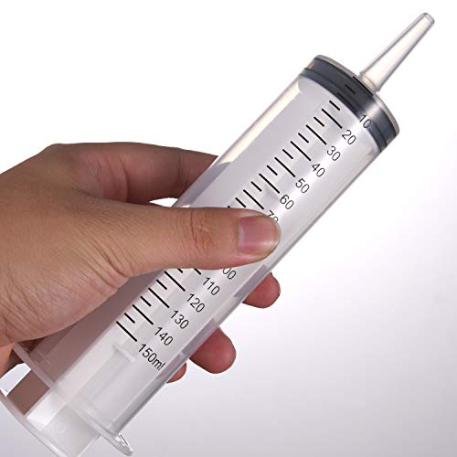 2 Pack Large Syringes (150 ML), Large Plastic Garden Industrial Syringes for Scientific Labs, Measuring, Watering, Refilling, Filtration Multiple Uses