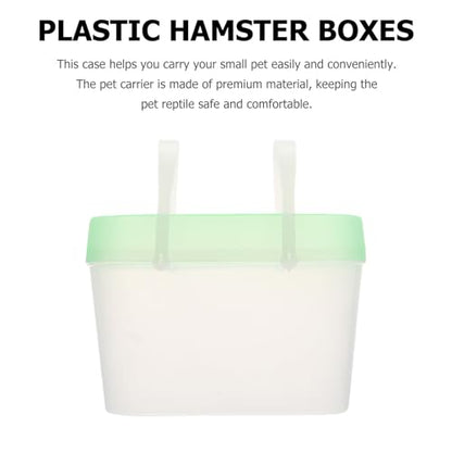 2Pcs Small Pet Carrier Cages for Hamsters and Turtles, Portable Handheld Reptile Boxes with Ventilation, Medium Green Storage Containers for Travel and Outdoor Use