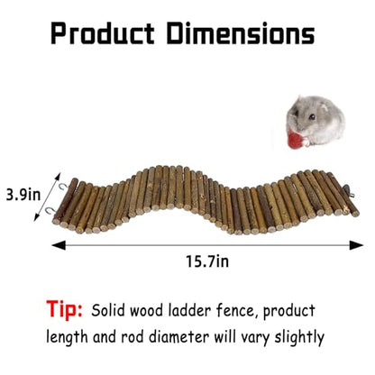 Rat Bendy Long Suspension Bridges 15.7 x 3.9 Inch Gerbil Wooden Ramp Hamster Cage Climbing Ladder Natural Wood Chews Toys for Rodents Mouse Dwarf Hamster - size: 1PCS 15.7x3.9in