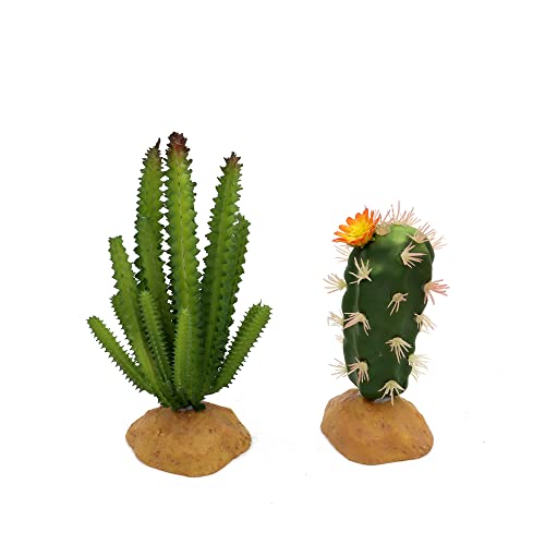 Reptile Plants Succulent, Artificial Desert Rain Forests Plants, Set 2 | for Lizard Bearded Dragon Chameleon Gecko Snake Amphibian Terrarium Decor - color: Set 2