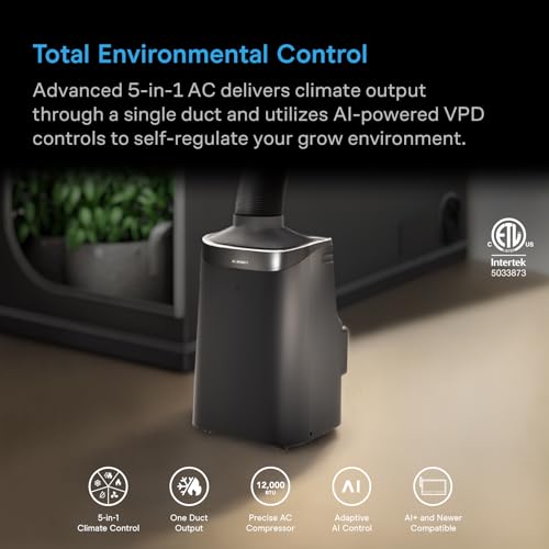 AC Infinity TERRAFORM 8, Plant Air Conditioner, Heater, Dehumidifier | Smart VPD Control, Auto-Switch Cool and Heat from Single Duct, for Grow Tents and Rooms, 12000 BTU - size: 12,000 BTU Plant A/C