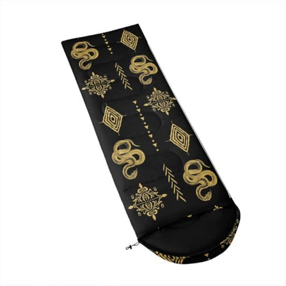 Erosebridal Sugar Skull Kids Sleeping Bag Southwestern Aztec Western Camping Blanket for Hiking Travel Hunting Sleep Bag - color: Black Yellow Gold 11
