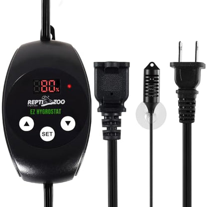 REPTI ZOO Reptile Digital Hygrometer Controller LED Humidistat Reptile Humidity Control for Reptile Terrariums Tank Reptile Humidifier Fogger Mushroom Greenhouse