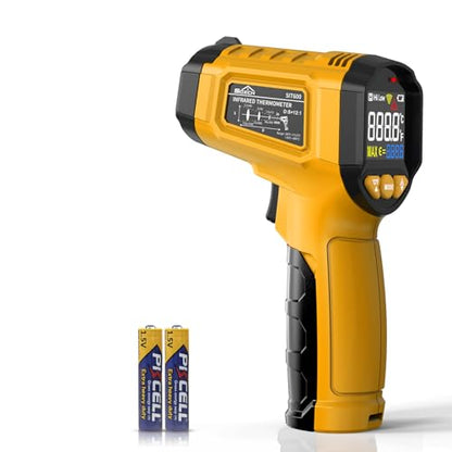 Infrared Thermometer Gun,SQECH Laser Thermometer Gun -58℉～1112℉(-50℃～600℃),Non-Contact Temperature Gun with Adjustable Emissivity&Color Backlight for Cooking, Pizza Oven,BBQ,Fridge,Engine,HVAC(Yellow) - color: Yellow(-58℉～1112℉)