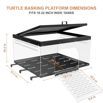 Turtle Basking Platform for Aquatic Turtles, Turtle Platform for Aquarium Fits 18-22 Inchs with Docks, Terrace, Turtle Ramp, Turtle Tank Accessories