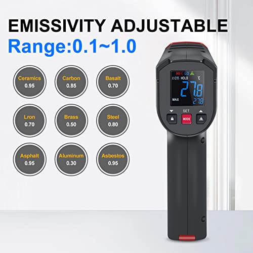 UNI-T Infrared ir high Temperature Thermal Gun for Cooking Automotive, -58°F~932°F Non Contact Thermometer Pyrometer for Pizza Oven Griddle Food Meat Surface Laser Temp Gun Gauge UT306C