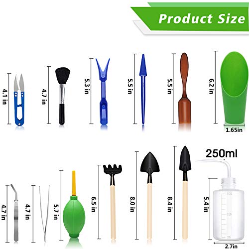 Succulent Tools, Mini Garden Tool Set, Transplanting Tools Set, Succulent Care kit for Succulent Miniature Gardening Plant, Multi, 13 Pcs | Ideal for Succulent Planting, Miniature Gardening and Indoor Bonsai Care - style: Green