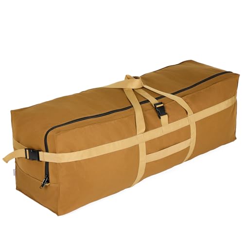Large Duffel Bag, Waterproof Carry on Weekend Overnight Storage Bag over Luggage for Airline, Travel, Camping, Moving - color: 180L-Khaki