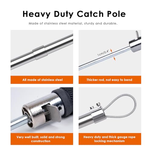 Dog Catcher Pole Animal Control Pole, Rod Length 30 inches | Stainless Steel Pig Holder Catcher Cat Catcher Pole, Heavy Duty Catch Pole for Animals Cats Hogs Pigs and Small/Medium Dogs