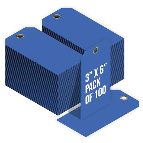 Tags 4 Less 15 Mil Waterproof Plastic Tags, Pack of 100 – 3” x 6” Heavy Duty Plastic Tags for Labeling, Outdoor Tagging, Equipment Labeling, Luggage, Valves & More (Dark Blue) - color: Dark Blue, size: 3" x 6"