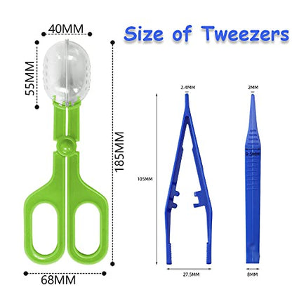 Reptile Feeding Tongs Plastic Reptile Poop Scoop | Bug Scooper Feeding Tweezers Long Handle Feeder Tools for Fish Aquariums Reptiles Snakes Lizard Gecko Spider and Bird - color: Green