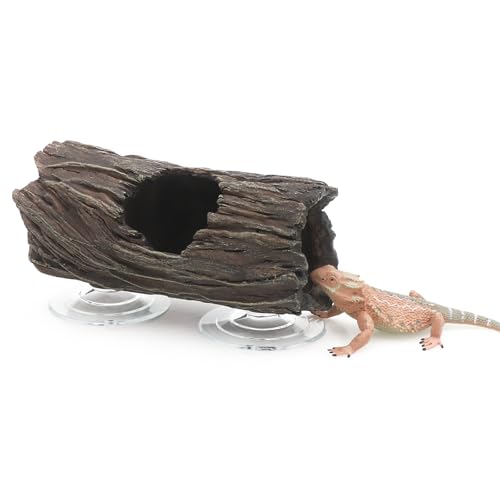 AQUA KT Reptile Tree Trunk Hideout Hollow Log Sleeping Cave for Arboreal Crested Leopard Gecko Lizard Climbing Toys Terrarium Decoration
