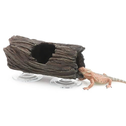 AQUA KT Reptile Tree Trunk Hideout Hollow Log Sleeping Cave for Arboreal Crested Leopard Gecko Lizard Climbing Toys Terrarium Decoration