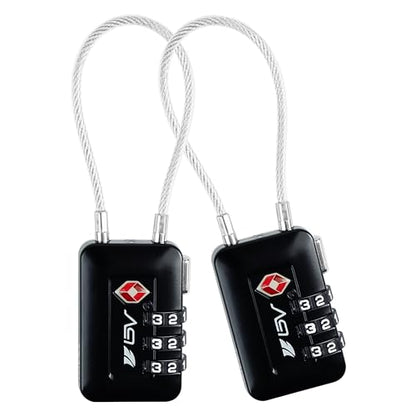 TSA Accepted Luggage Travel Lock, Set-Your-Own Combination Lock for School Gym Locker, Luggage Suitcase Baggage Locks, Filing Cabinets, Toolbox, Case (Black, 2 Pack) - color: Black 2-Pack