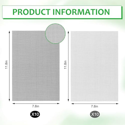 20 PCS Terrarium Mesh for Drainage, 11.8 X 7.8 Inches Eye Mesh, Plant Pot Drainage Mat, Prevent Soil Loss, Suitable for Potted Plants, Gardening Gifts for Friends (Black + Gray)