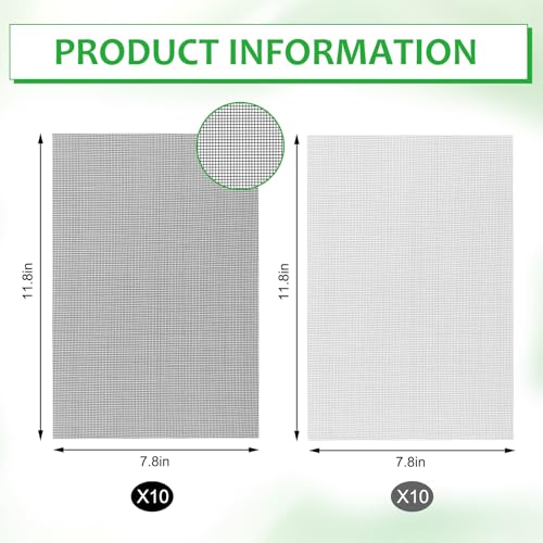 20 PCS Terrarium Mesh for Drainage, 11.8 X 7.8 Inches Eye Mesh, Plant Pot Drainage Mat, Prevent Soil Loss, Suitable for Potted Plants, Gardening Gifts for Friends (Black + Gray)