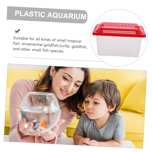 COLLBATH 2pcs Reptile Tortoise Feeding Tank Portable Aquarium Ventilation Design Lightweight Travel Container for and Pets Lid