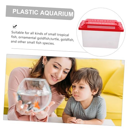 COLLBATH 2pcs Reptile Tortoise Feeding Tank Portable Aquarium Ventilation Design Lightweight Travel Container for and Pets Lid