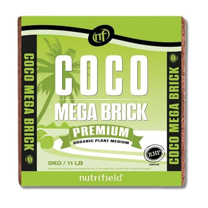 Coco Mega Brick 5kg | Compressed Coconut Coir Block Expands to 55L | Premium Quality Hydroponic Growing Medium, Pre-Buffered, Low EC Substrate for Indoor Outdoor Plants