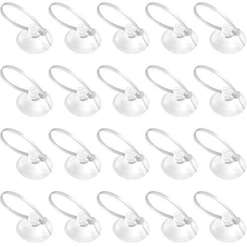FEBSNOW Aquarium Suction Cups with Ties, Fish Tank Plant Holders | 10 Pack Clear Suction Cups, 30 Pcs Adjustable Cable Ties, for Aquarium Fish Tank Plants Moss Shrimp Nest, Strong Grip Hold