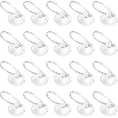 FEBSNOW Aquarium Suction Cups with Ties, Fish Tank Plant Holders | 10 Pack Clear Suction Cups, 30 Pcs Adjustable Cable Ties, for Aquarium Fish Tank Plants Moss Shrimp Nest, Strong Grip Hold