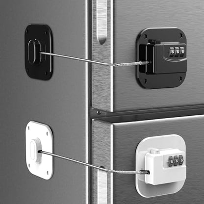 Refrigerator Lock, Combination Lock for Refrigerator Cabinets, Drawers, Heavy Duty Fridge Lock, Easy Install No Keys Needed (Black&White-2 Pack) - color: Black-White