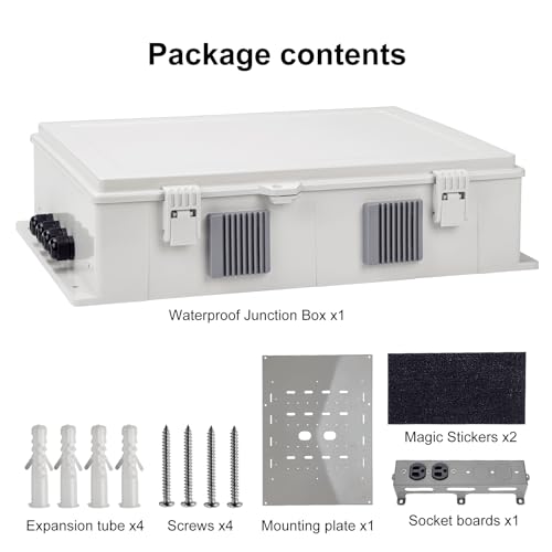 Namunanee Outdoor Electrical Junction Box with High Power Outlet, ABS Water Resistant Enclosure with Internal Mounting Panel & Hinged Cover. (18.1" H* 12.6" L* 4.3" W & Outlet) - size: 18.1"H x 12.6"L x 4.3"W & Outlet