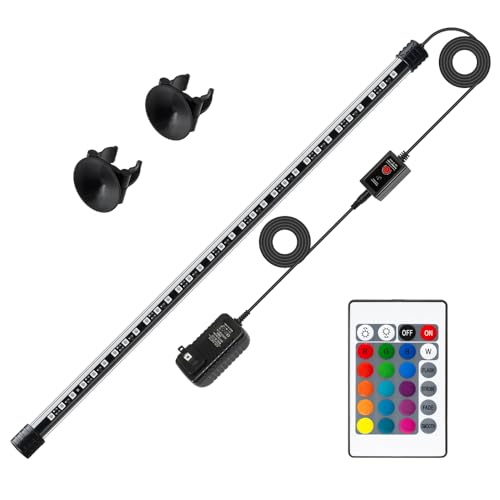LED Aquarium Light with IP68 Waterproof and Memory Function Submersible Fish Tank Light with Remote and 16 Colors 23 Inches Brightness Adjustable Underwater Light Bar for Fish Tank Aquarium - size: 23 inch (With Remote Control)