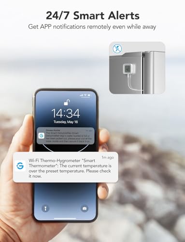 GoveeLife WiFi Refrigerator Thermometer 2-Pack with Gateway & LCD Display | Freezer alarm fridge monitor with app alerts & anti-false, 197ft range, 2-yr data export. For freezer/fish tank/hot tub - style: BT Gateway+2 Sensor