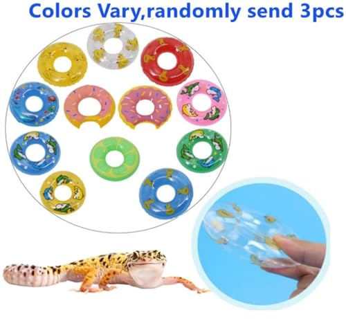 Small Animal Swimming Pool with Inflatable Float Set - Inflatable Reptile Bathing Swimming Pool Bath Tub Reptile Swim Float Ring for Lizard Amphibians Grooming Health Supplies (Blue)