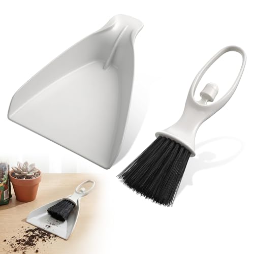 Enhon Mini Soil Scoop and Brush Set for Indoor Plant Repotting | 2 in 1 Plant Scoop Set, Mess Free Repotting, Mini Dustpan and Brush Set, for Succulents, Bonsai & Desktop Plant Care