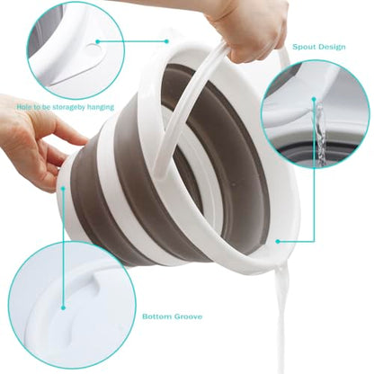 CHILDLION Collapsible Bucket 5L, Foldable Mop Bucket Car Wash Buckets with Handle for Cleaning Supplies, Portable Sink Wash Basin Storage Bin Ice Tub for Fishing Beach Outdoor Camping Kitchen
