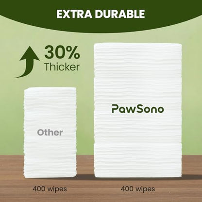 Hypoallergenic Pet Wipes for Dogs, Cats & Small Animals, 400 Coun | Quick Clean & Deodorize Paws, Butt, Eyes, Face & Fur | Daily Grooming Wipes | Extra Large & Thick | Coconut Scented - size: 400 Grooming Wipes