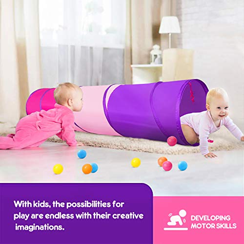 PigPigPen Kids Tunnel for Toddlers,Pop Up Play Tunnel Tent for Babies or Dogs, Indoor & Outdoor Toys for Kids Backyard Playset - style: Red,pink,purple play tent