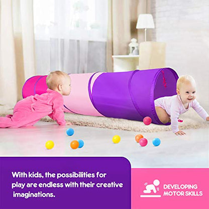 PigPigPen Kids Tunnel for Toddlers,Pop Up Play Tunnel Tent for Babies or Dogs, Indoor & Outdoor Toys for Kids Backyard Playset - style: Red,pink,purple play tent