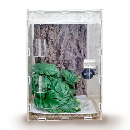 Jumping Spider Enclosure, 12x8x6 inch Large Acrylic Terrarium Reptile Enclosure Tank with Front Opening Door for Jumping Spider Tarantula Isopod Invertebrates Gecko Snake