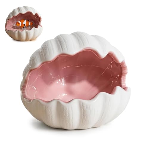 Ceramic Shell Fish Hideout Axolotl Tank Decor Aquarium Cave Small Pet Shelter Accessories