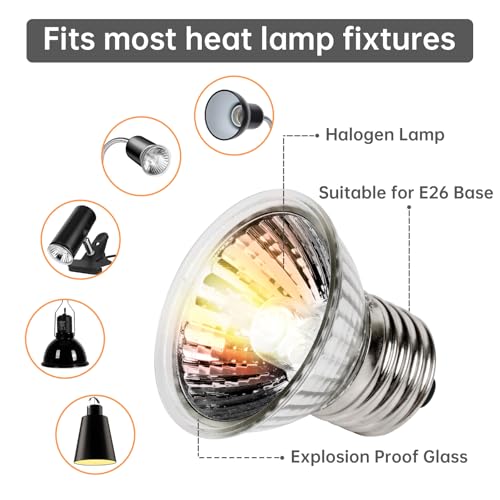 Reptile Heat Lamp, UVA UVB Heat Lamp Bulbs, E26 Turtle Heat Lamp Bulbs 50W 4Pack, Basking Light for Bearded Dragon, Lizard, Snake and Frog - color: 4pcs 50, size: 50 4PCS