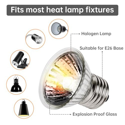 Reptile Heat Lamp, UVA UVB Heat Lamp Bulbs, E26 Turtle Heat Lamp Bulbs 50W 4Pack, Basking Light for Bearded Dragon, Lizard, Snake and Frog - color: 4pcs 50, size: 50 4PCS