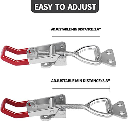 Vicuna R 4003 Heavy Duty Toggle Latch Clamp, Large Adjustable Pull Latch | 1320Lbs Holding Capacity, Toggle Clamp Latch with Lock Hole, for Smoker Lid Jig, Tool Box Case, 2 Pack with 10PCS Screws - style: 4003-2PK
