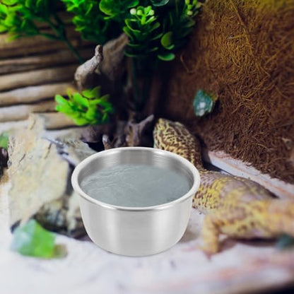 GANAZONO 6-Pack Stainless Steel Reptile Water Dish 2.16In Metal Feeding Cups for Lizards Turtles Geckos Reptile Tank Accessories Water and Food Bowl for Terrarium