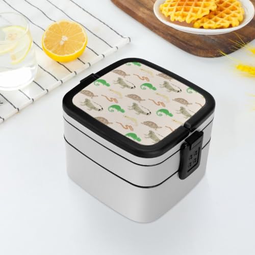 Lizard Turtle Leopard Gecko Reptile Lunch Box for Adults Portable Food Container Meal Prep Containers for Office Travel