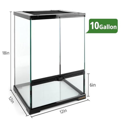 11 Gallon Reptile Glass Tank Vertical Terrarium 12"x12"x18" Habitat Enclosure with Front Openning Door and Top Screen Ventilation for Geckos, Snakes,Tree Frogs,Chameleon - size: 12x12x18 inch
