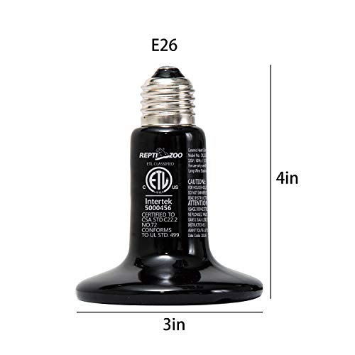 REPTI ZOO Reptile Ceramic Infrared Heat Emitter,110V 100W Infrared Bulb for Reptile Pet Coop and Glass Terrarium - size: 1 Count (Pack of 1)