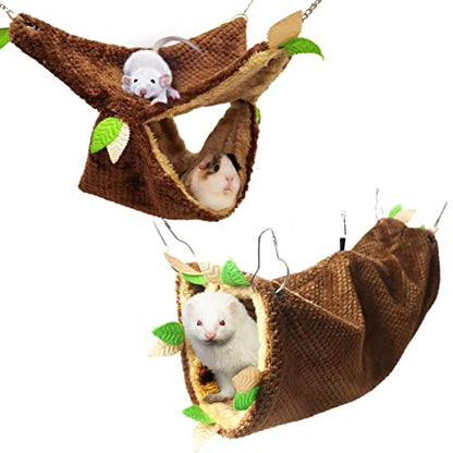 Leftstarer Pet Hammock and Tunnel Set, Soft Cashmere Material, Perfect for Guinea Pigs, Rats, Hamsters, and Other Small Pets - color: 2.Triangle hammock + tunnel