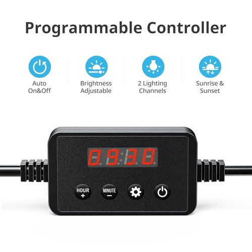 NICREW ClassicLED Plus LED Aquarium Light with Timer, 32 Watts, for 48 to 54 Inch Fish Tank Light, Daylight and Moonlight Cycle - size: 48 - 54 in