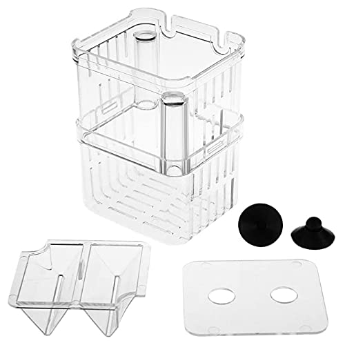 Still Awake Aquarium Fish Breeder Box Plastic Fish Isolation Breeding Box Hatching Incubator Box for Baby Fish Shrimp Clownfish Guppy （L） - size: L