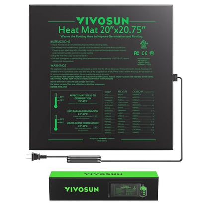 VIVOSUN Durable Waterproof Seedling Heat Mat 20" x 20.75" UL & MET-Certified Warm Hydroponic Heating Pad for Germination, Indoor Gardening, Greenhouse - size: 20"x20.75"