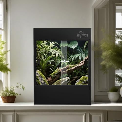 33 Gallon PVC Tall Reptile Terrarium, 18x18x24 Arboreal Enclosure | Vertical Habitat Enclosure with Sliding Door & Heavy-Duty Screen for Amphibians, Crested Gecko Lizard Chameleon - size: 18"W x 18"D x 24"H
